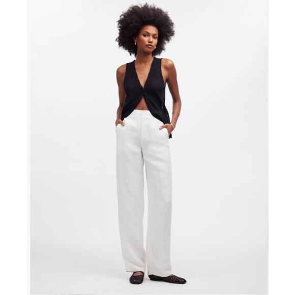 New W/ Tag Madewell Mid-Rise Straight Pant Linen Blend  Size 12 $128 Retail - Picture 1 of 8